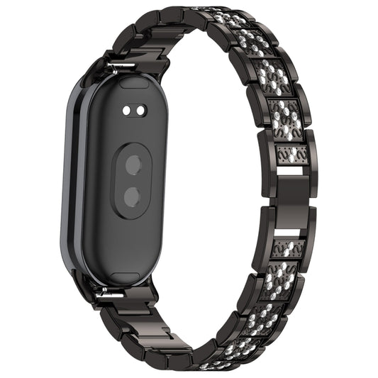 For Xiaomi Mi Band 8 Three-beads Full Diamond Metal Watch Band(Black) by bashfashion