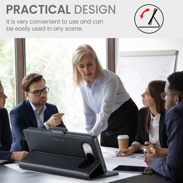 For Google Pixel 8a CaseMe 023 Butterfly Buckle Litchi Texture RFID Anti-theft Leather Phone Case(Black) by CaseMe