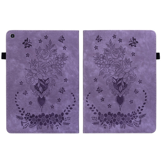 For Samsung Galaxy Tab A 8.0 2019 T290 Butterfly Rose Embossed Leather Tablet Case(Purple) by bashfashion