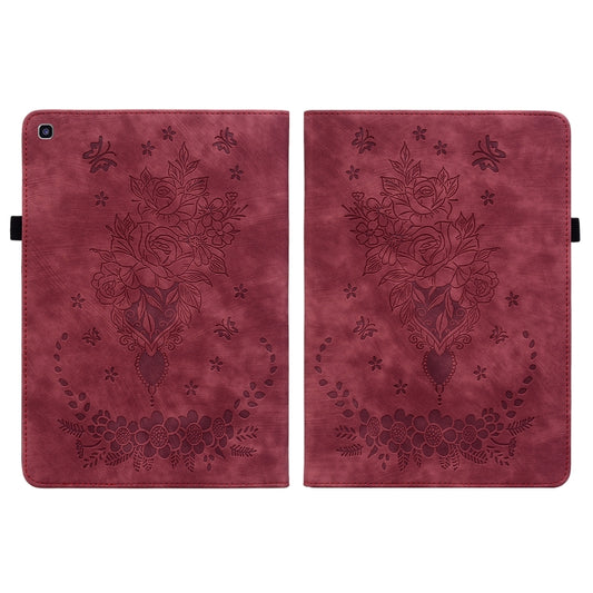 For Samsung Galaxy Tab A 8.0 2019 T290 Butterfly Rose Embossed Leather Tablet Case(Red) by bashfashion
