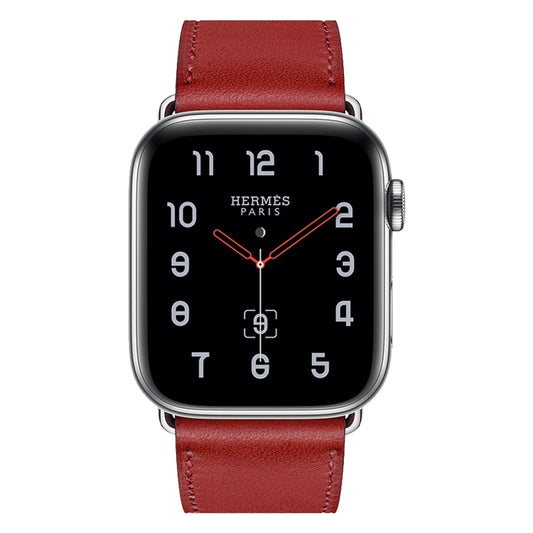 For Apple Watch Series 7 41mm / 6 & SE & 5 & 4 40mm / 3 & 2 & 1 38mm Leather Watch Band(Red) by bashfashion