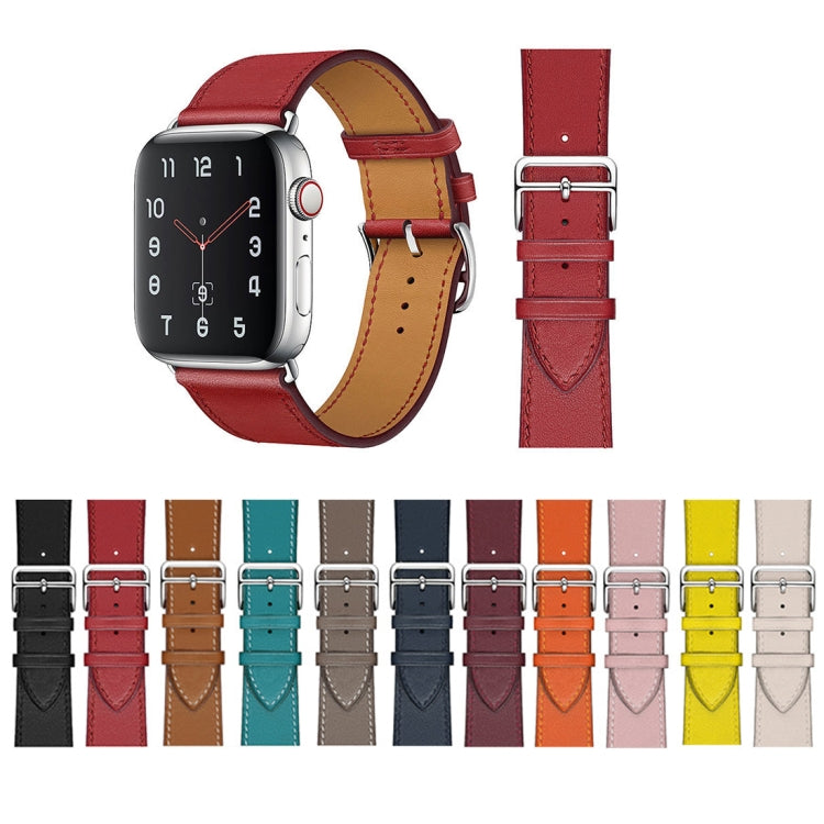 For Apple Watch Series 7 41mm / 6 & SE & 5 & 4 40mm / 3 & 2 & 1 38mm Leather Watch Band(Black) by bashfashion