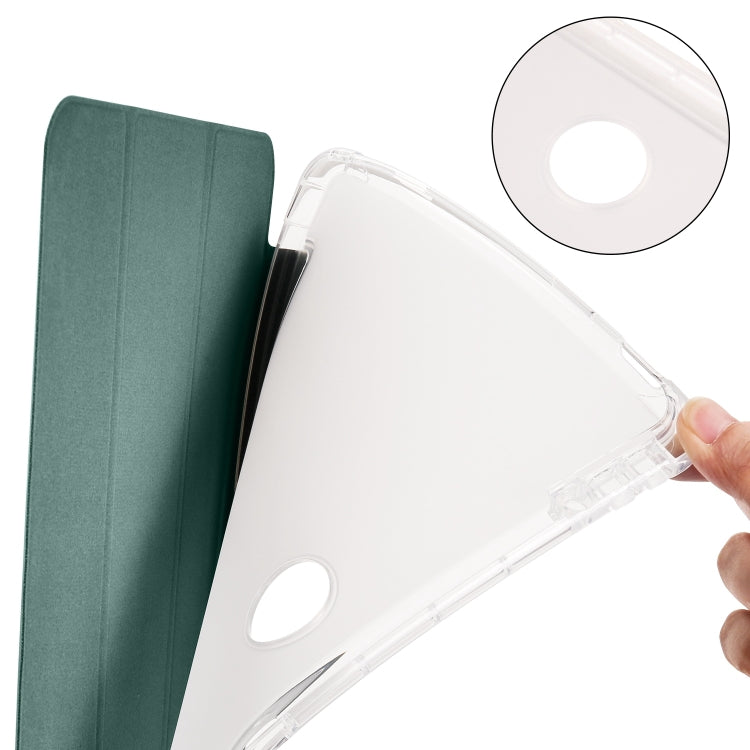 For OPPO Pad 2 11.6 2023 3-fold Clear TPU Smart Leather Tablet Case with Pen Slot(Dark Green) by bashfashion