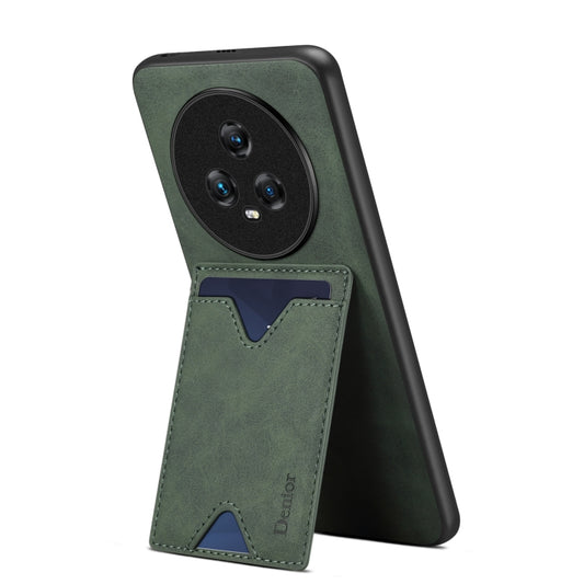 For Honor Magic5 5G Denior PU Back Cover Card Slot Holder Phone Case(Green) by Denior