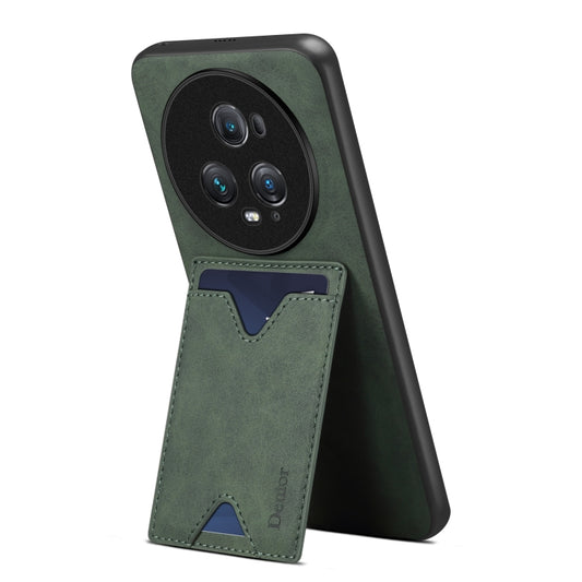 For Honor Magic5 Pro 5G Denior PU Back Cover Card Slot Holder Phone Case(Green) by Denior