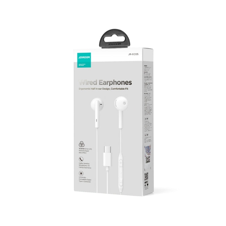 JOYRO0M JR-EC05 Type-C Half In-Ear Wired Earphone, Length: 1.2m(White) by JOYROOM