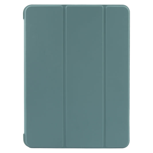 For iPad 10.9 2022 / Air 5 / Air 4 GEBEI 3-folding Holder Shockproof Flip Leather Tablet Case(Dark Green) by GEBEI