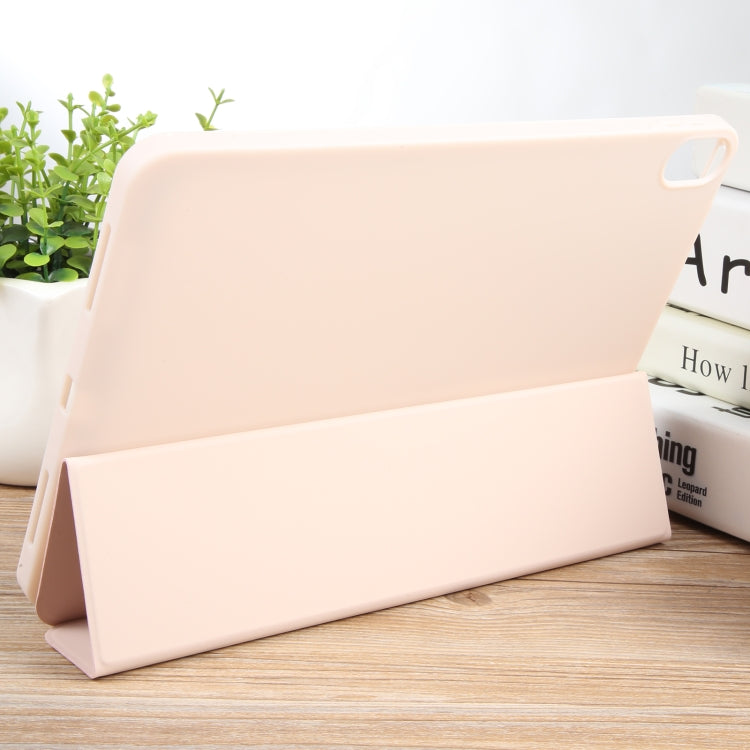 For iPad 10.9 2022 / Air 5 / Air 4 GEBEI 3-folding Holder Shockproof Flip Leather Tablet Case(Pink) by GEBEI