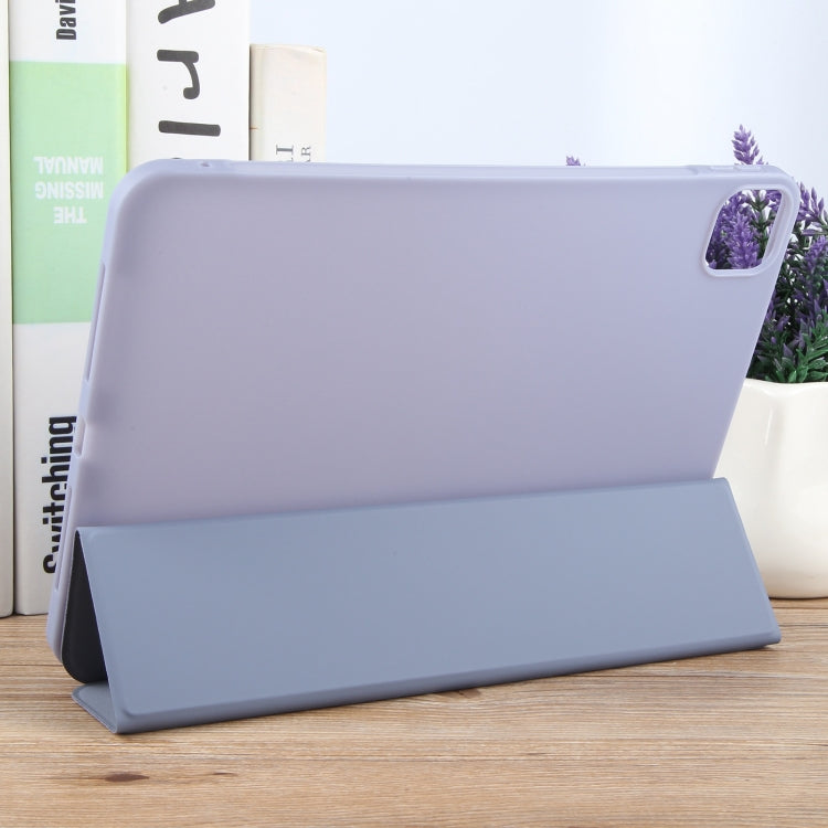For iPad Pro 13 2025 / 2024 GEBEI 3-folding Holder Shockproof Flip Leather Tablet Case(Light Purple) by GEBEI
