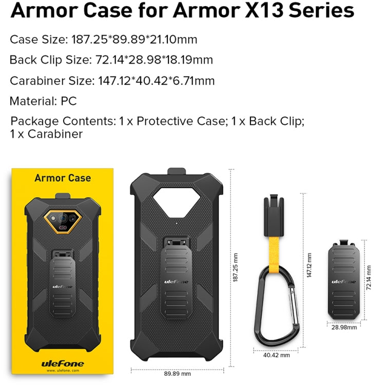 For Ulefone Armor X13 Ulefone Back Clip Phone Case with Carabiner(Black) by Ulefone