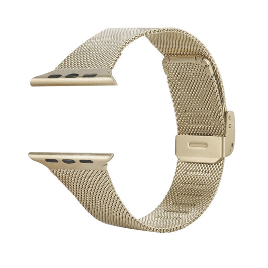 For Apple Watch Ultra 49mm&Watch Ultra 2 49mm / Series 9&8&7 45mm / SE 3&SE 2&6&SE&5&4 44mm / 3&2&1 42mm Milanese Stainless Steel Watch Band(Vintage Gold) by bashfashion