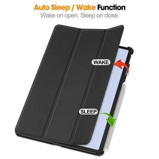 For Huawei Matepad Air Custer Pure Color 3-Fold Holder Smart Leather Tablet Case(Black) by bashfashion