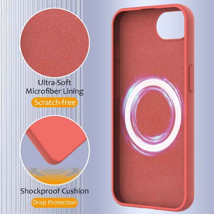 For iPhone 16e Shockproof Silicone Magsafe Phone Case(Pink Orange) by bashfashion