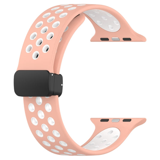 For Apple Watch Ultra 49mm Magnetic Buckle Silicone Watch Band(Pink White) by bashfashion