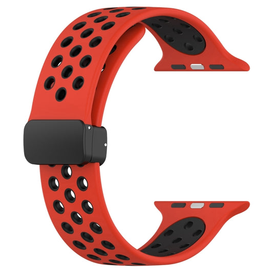 For Apple Watch Ultra 2 49mm Magnetic Buckle Silicone Watch Band(Red Black) by bashfashion