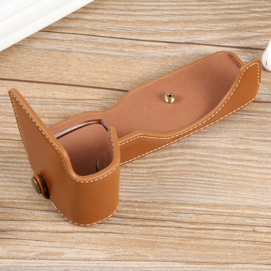 For Canon EOS R8 1/4 inch Thread PU Leather Camera Half Case Base(Brown) by bashfashion