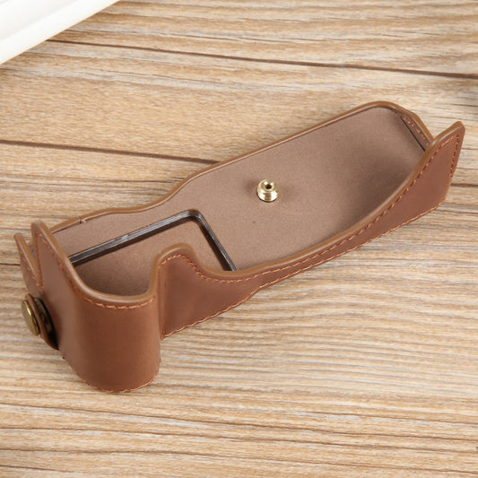 For Canon EOS R50 1/4 inch Thread PU Leather Camera Half Case Base(Coffee) by bashfashion