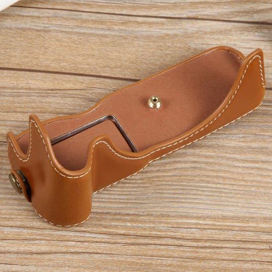 For Canon EOS R50 1/4 inch Thread PU Leather Camera Half Case Base(Brown) by bashfashion