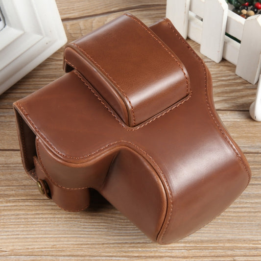 For Canon EOS R50 Full Body Magnetic Leather Camera Case Bag with Strap, Deluxe Edition(Coffee) by bashfashion