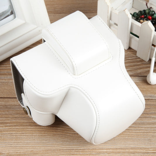 For Canon EOS R50 Full Body Magnetic Leather Camera Case Bag with Strap, Deluxe Edition(White) by bashfashion