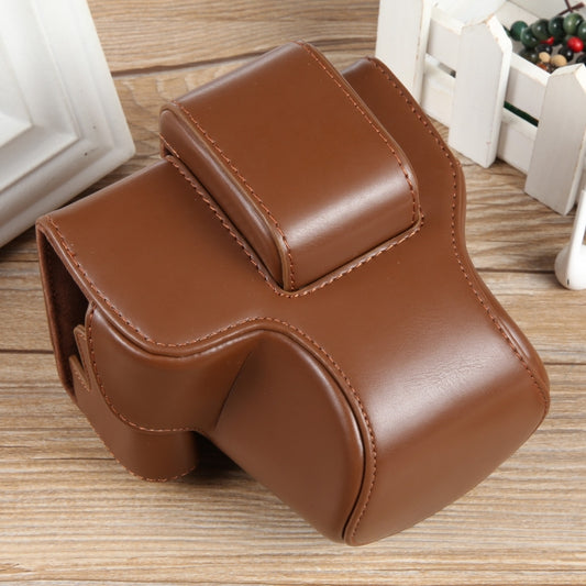 For Canon EOS R50 Full Body Magnetic Leather Camera Case Bag with Strap, Regular Edition(Coffee) by bashfashion