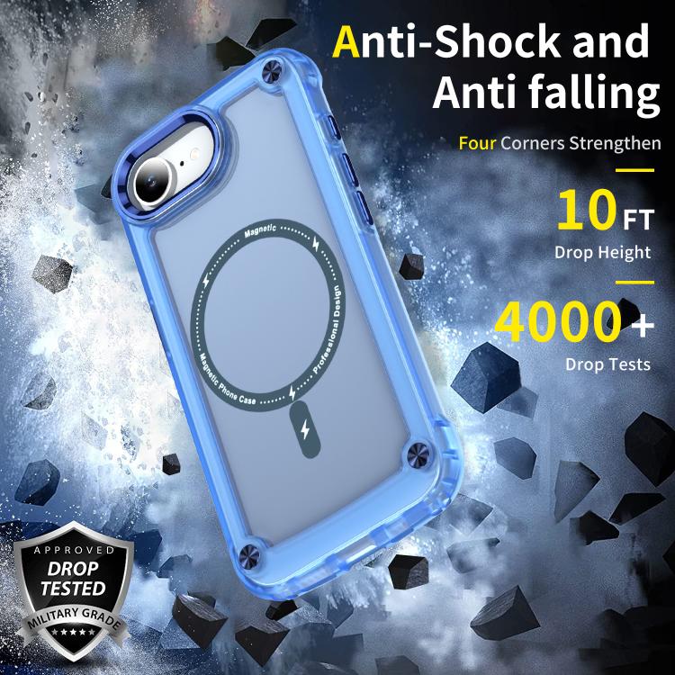 For iPhone 16e Skin Feel TPU + PC MagSafe Magnetic Phone Case(Transparent Blue) by bashfashion