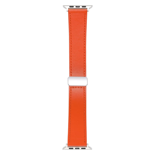 For Apple Watch SE 2022 40mm Magnetic Buckle Skin Feel Leather Watch Band(Orange) by bashfashion