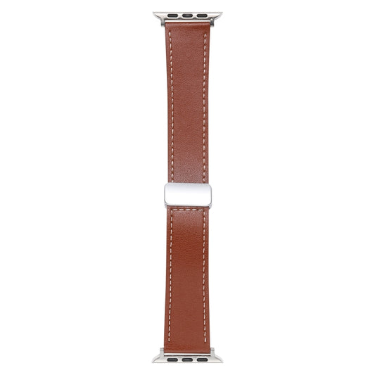 For Apple Watch Serie 4 44mm Magnetic Buckle Skin Feel Leather Watch Band(Brown) by bashfashion