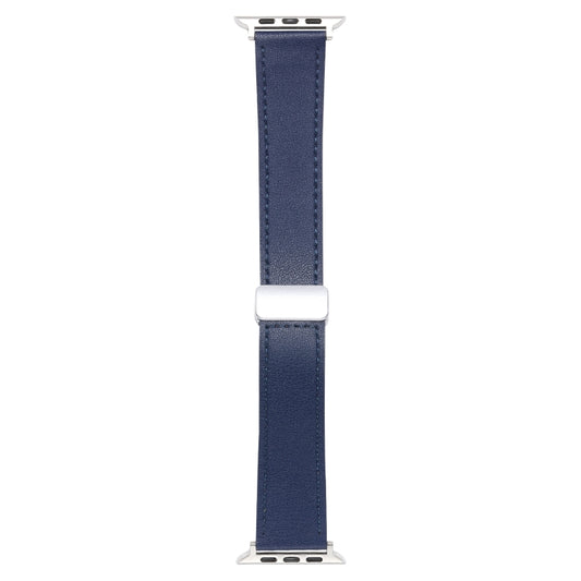 For Apple Watch 42mm Magnetic Buckle Skin Feel Leather Watch Band(Dark Blue) by bashfashion