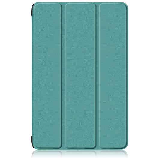 For Samsung Galaxy Tab S9+ Custer Pure Color 3-Fold Holder Smart Leather Tablet Case(Dark Green) by bashfashion