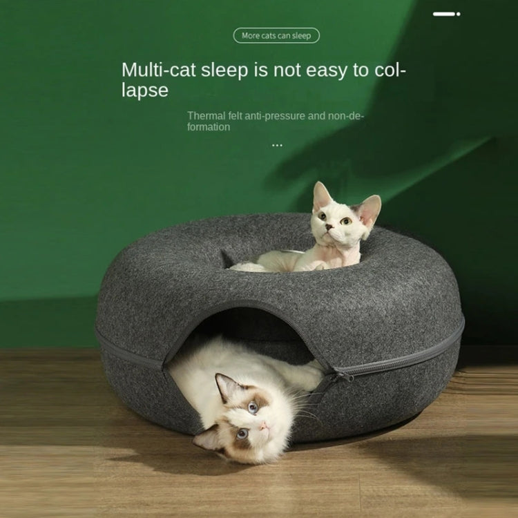 Round Wool Felt Cat Litter Tunnel Cat Litter, Size:60x60x27cm(Dark Grey) by bashfashion