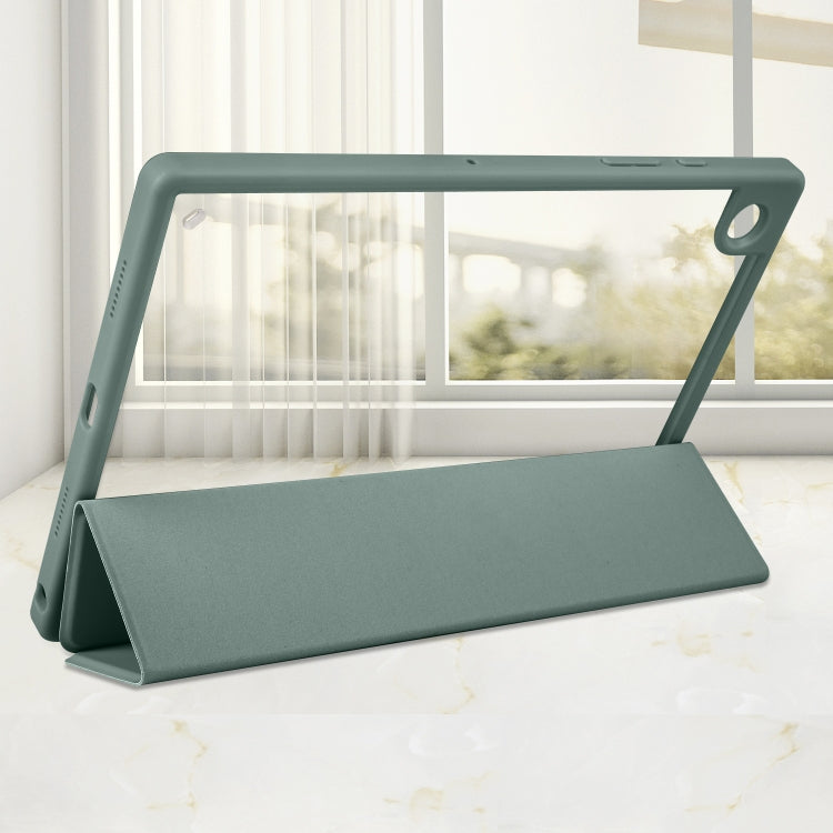 For Samsung Galaxy Tab A8 3-folding Acrylic Smart Leather Tablet Case(Dark Green) by bashfashion