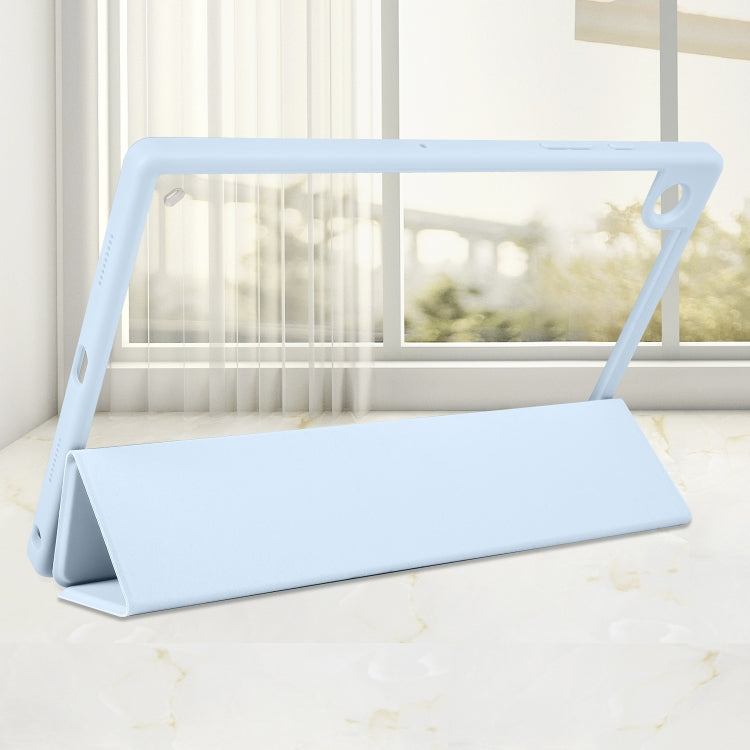 For Samsung Galaxy Tab A8 3-folding Acrylic Smart Leather Tablet Case(Ice Blue) by bashfashion