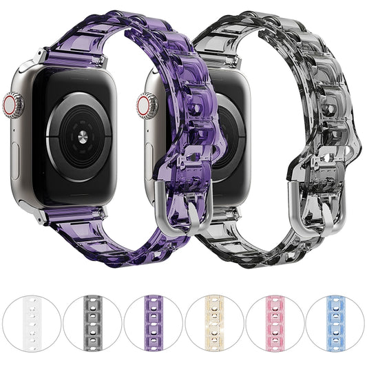 For Apple Watch SE 2023 44mm Cube Airbag Clear TPU Watch Band(Black) by bashfashion