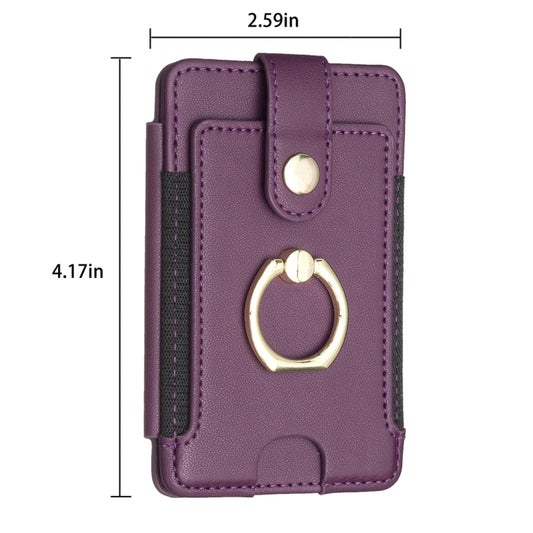 BFK03 Metal Ring Card Bag Mobile Phone Back Sticker(Dark Purple) by bashfashion