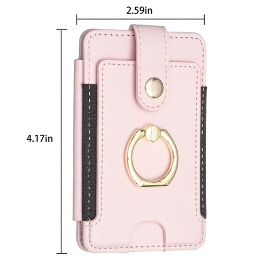 BFK03 Metal Ring Card Bag Mobile Phone Back Sticker(Pink) by bashfashion