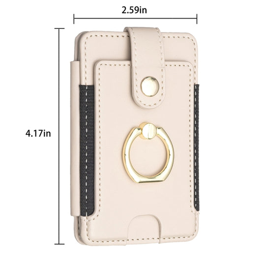 BFK03 Metal Ring Card Bag Mobile Phone Back Sticker(Beige) by bashfashion