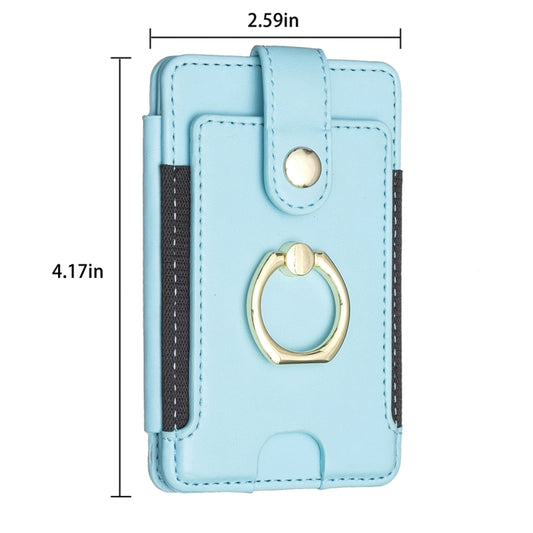 BFK03 Metal Ring Card Bag Mobile Phone Back Sticker(Blue) by bashfashion
