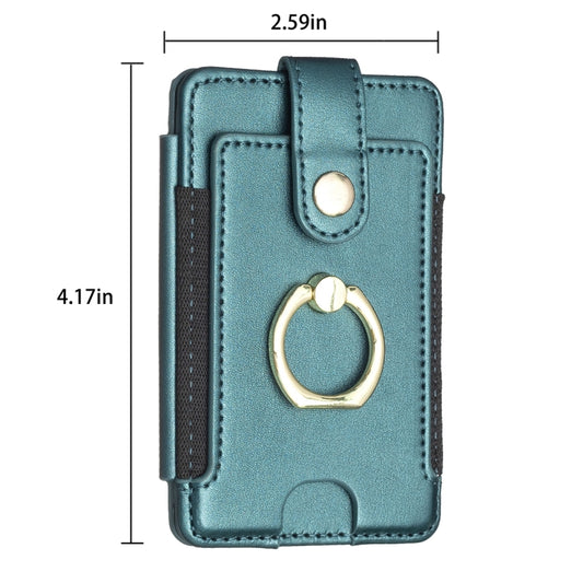 BFK03 Metal Ring Card Bag Mobile Phone Back Sticker(Green) by bashfashion