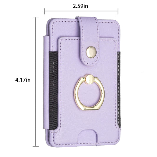BFK03 Metal Ring Card Bag Mobile Phone Back Sticker(Purple) by bashfashion