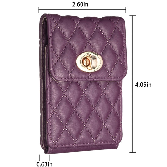 BFK07 Metal Buckle Vertical Card Bag Mobile Phone Back Sticker(Dark Purple) by bashfashion