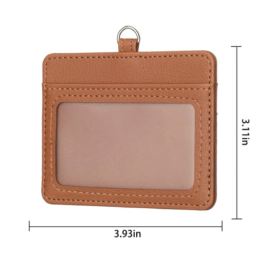 BFK14 Horizontal ID Card Bag with Lanyard(Brown) by bashfashion