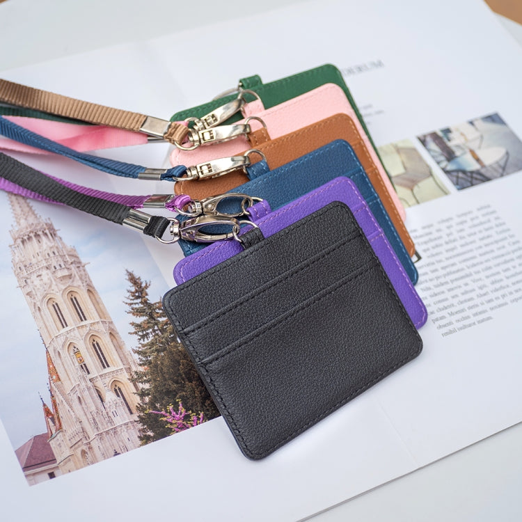 BFK14 Horizontal ID Card Bag with Lanyard(Purple) by bashfashion
