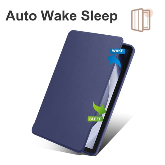 For Samsung Galaxy Tab A11 / A9 Acrylic 360 Degree Rotation Smart Tablet Leather Case(Dark Blue) by bashfashion