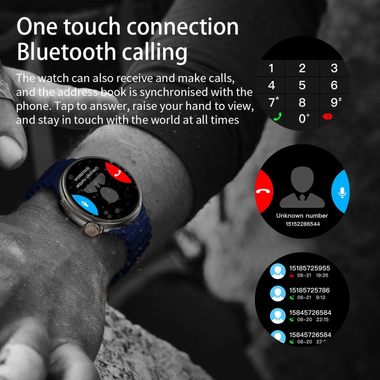 Z78 Ultra 1.52 inch Round Screen HD Smart Watch Supports Heart Rate/Blood Oxygen Monitoring(Blue) by bashfashion