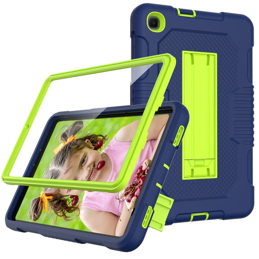 For Samsung Galaxy A 8.4 T307 Contrast Color Robot B2 Silicone Hybrid PC Tablet Case with Holder(Navy Blue Yellow Green) by bashfashion