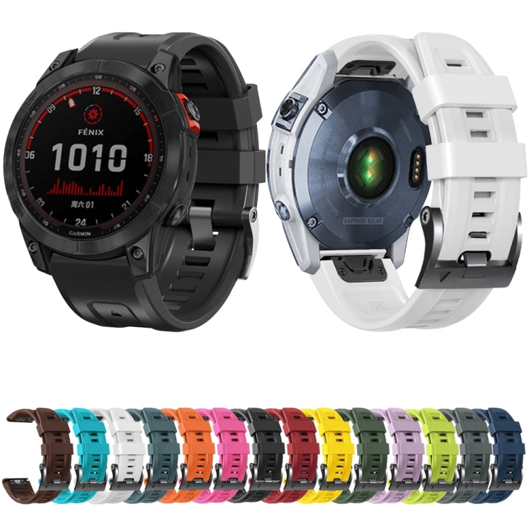 For Garmin Forerunner 965 / 955 / 945 / 935 Screw Black Steel Buckle Silicone Watch Band(White) by bashfashion