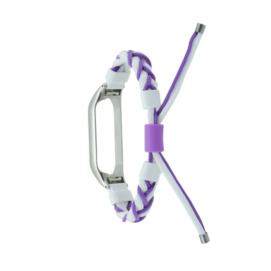 For Xiaomi Mi Band 4 / 3 Silicone Bean Braided Cord Nylon Watch Band(White Purple) by bashfashion