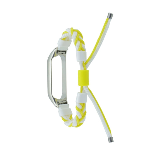 For Xiaomi Mi Band 8 Silicone Bean Braided Cord Nylon Watch Band(White Yellow) by bashfashion