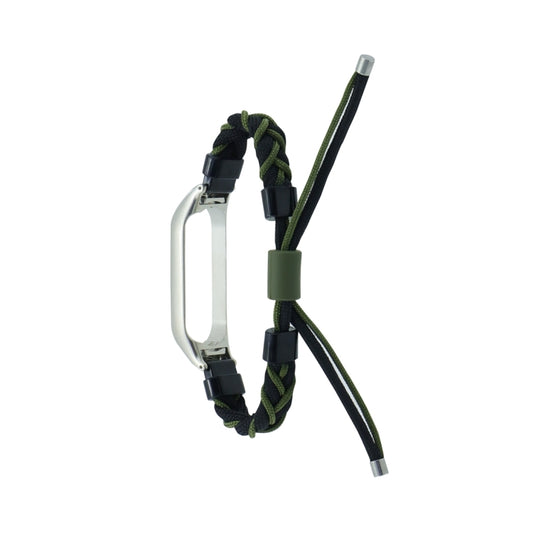 For Xiaomi Mi Band 8 Silicone Bean Braided Cord Nylon Watch Band(Black Green) by bashfashion